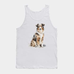 Australian Shepherd Watercolor Style Tank Top